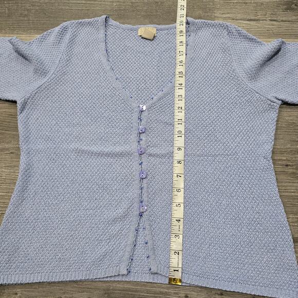 Sigrid Olsen Sport Bluish Purple Linen Button Up Cardigan Long Sleeve Sweater - Picture 6 of 7